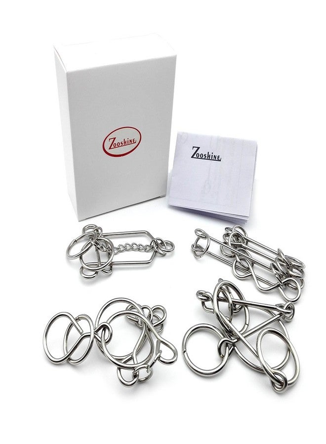Zooshine 4PCS Advanced Metal Brain Teasers Puzzles Higher Level Challenge for Party Games,Parent-Children Games, Office Toys, Gift for Kids Adults - Image 1